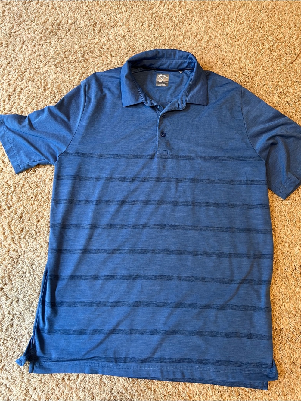 Callaway Men's Navy and Dark Blue Striped Golf Polo